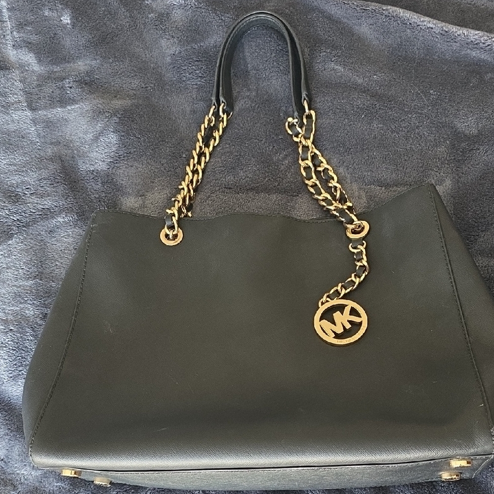 Michael Kors Black Shoulder Bag with Gold Chain